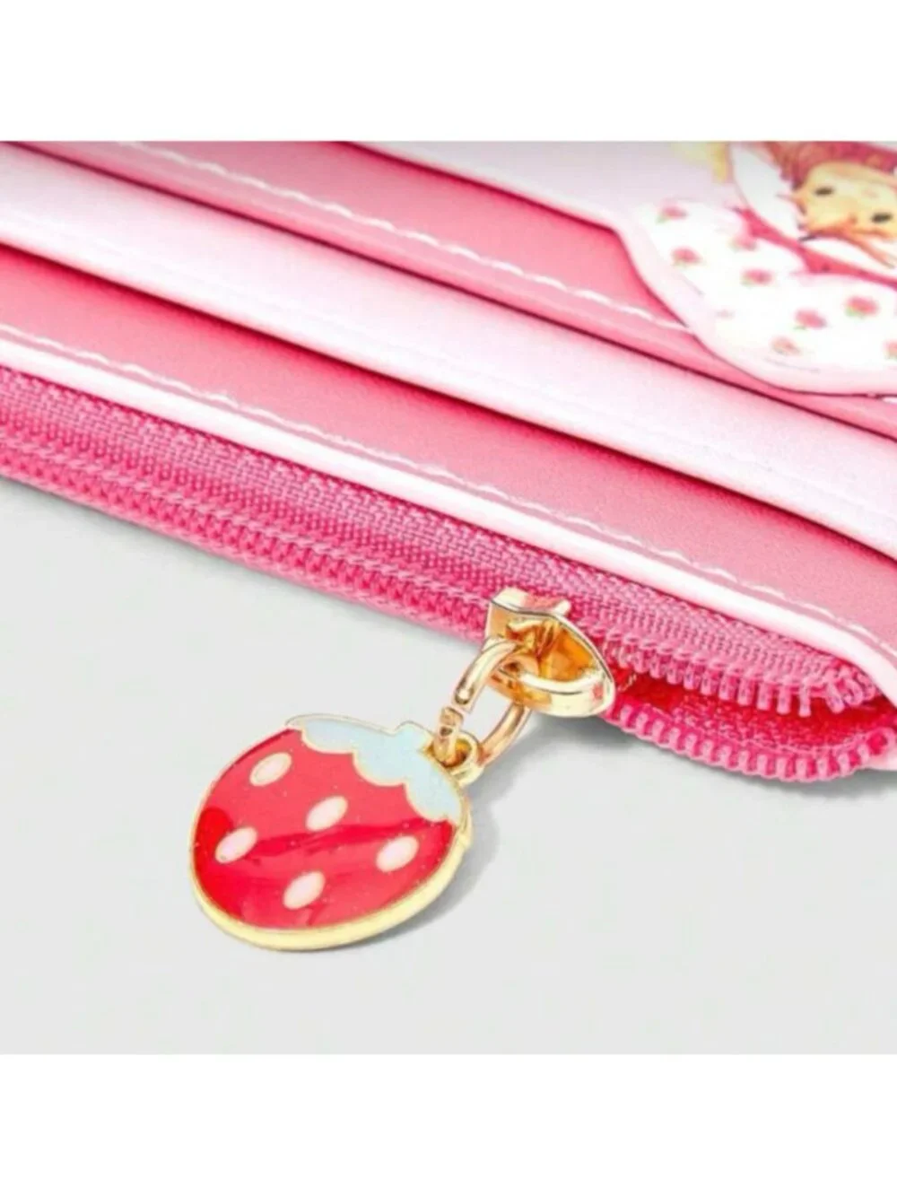 Strawberry Shortcake Card Holder Wallet Cute Pink Polka Dot Coin Purse